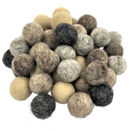 Fetru 100% - Bile din lana 18 mm - asortate, 25 buc