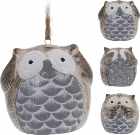 Figurine - Bufnita din ceramica cu agatatoare-  5,5 cm