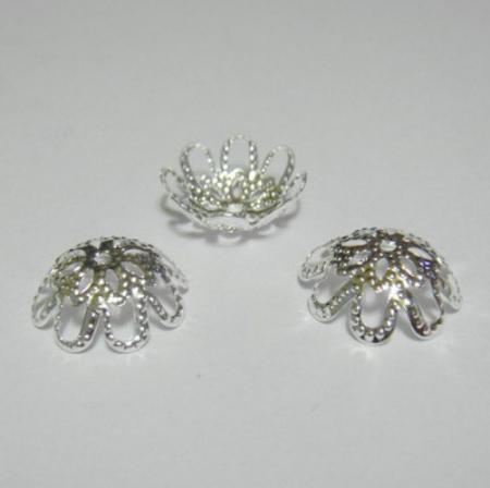 Accesorii bijuterii - Capace filigran placate cu argint 10x4mm-10buc