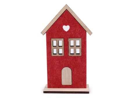 Craciun - Casuta decorativa din lemn si pasla 15 cm