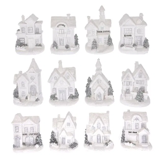 Craciun - Casuta alba cu LED 6*7*10 cm