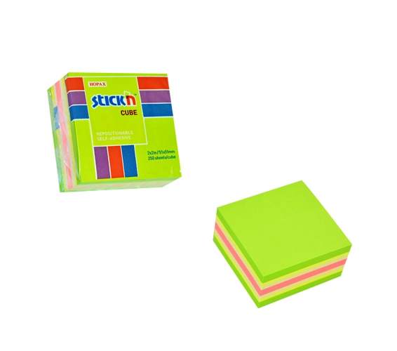 Notesuri Adezive Post-It - Cub autoadeziv 51x51mm - 4 culori asortate- 250f