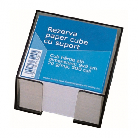 Hartie, carton - Cub hartie 90x90mm alb 500file cu suport
