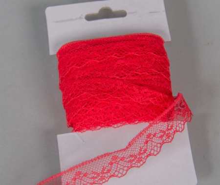 Dantela - Dantela din nilon rosie-20m/ 2cm-372658