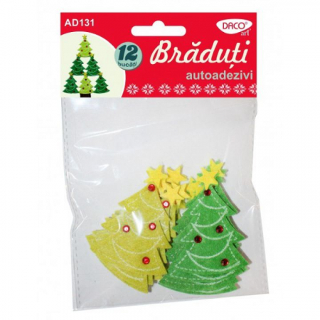 Figurine din fetru - Figurine autoadezive din fetru -braduti- set 12 buc
