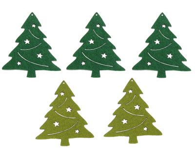 Figurine din fetru - Figurine din fetru - brad impodobit 6cm(5/set)