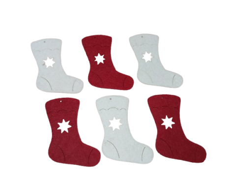 Figurine din fetru - Figurine din fetru-cizmulite albe si bordo 6.5 cm- (6buc/set)