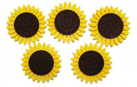 Figurine din fetru - Figurine din fetru- floarea soarelui(5 cm, 5 buc/set)