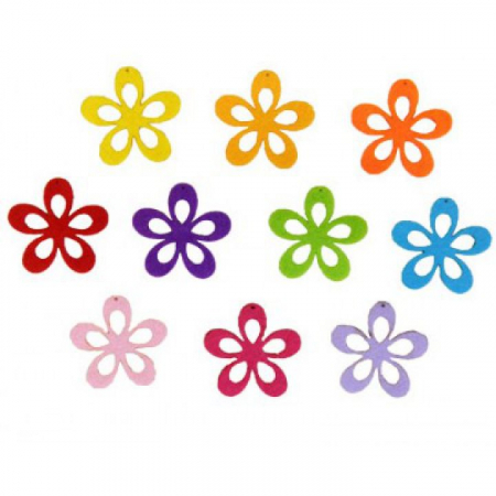 Figurine din fetru - Figurine din fetru - flori cu 5 petale dif culori (4cm, 10 buc/set)