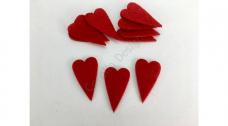 Figurine din fetru - Figurine din fetru - Inimioare rosii ( 2,3x4 cm, 10 buc/set)