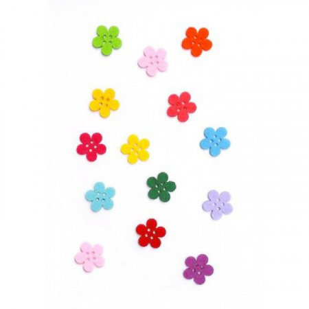 Figurine din fetru - Figurine din fetru - nasturi forma floare 2,5 cm (14 buc/set)