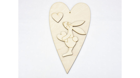 Figurine din lemn - Figurine din lemn - iepure cu inima 25cm