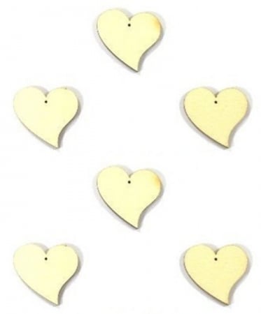 HOBBY: Sezoniere - Figurine din lemn- inimioara plina cu varf indoit(3,5 cm, 6 buc/set)
