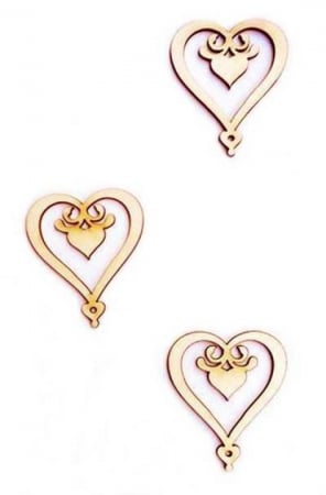 HOBBY: Unelte & Accesorii - Forme din lemn: Inimioara cu model, 3 buc/set