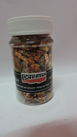 HOBBY: Vopsele Lacuri Solutii - Fulgi de foita metalica-1g-auriu+multicolor- M11