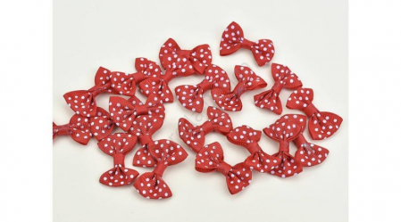 Diverse - Fundita - rosie cu buline albe- 3.5cm