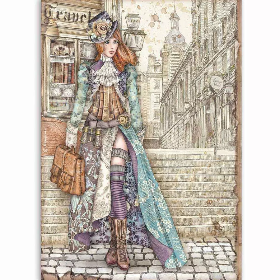 Servetele hartie de orez - Hartie de orez A4- Lady Vagabond in the street