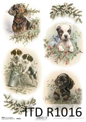 Craciun - Hartie de orez A4- puppy Christmas