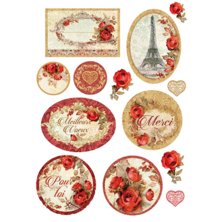 Servetele hartie de orez - Hartie de orez pentru decoupage A4- Roses and frames
