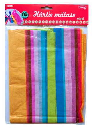 Hartii speciale - Hartie matase intens, 65.5 x 50 cm, 10 coli, 10 culori