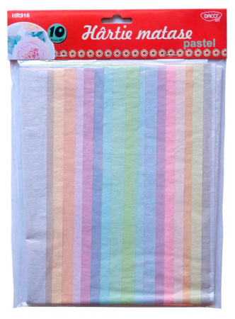 Hartii speciale - Hartie matase pastel, 65.5x50cm, 10 coli, 10 culori