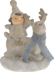 Craciun - Ingeras cu ren din ceramica- 6.5 x 8 cm