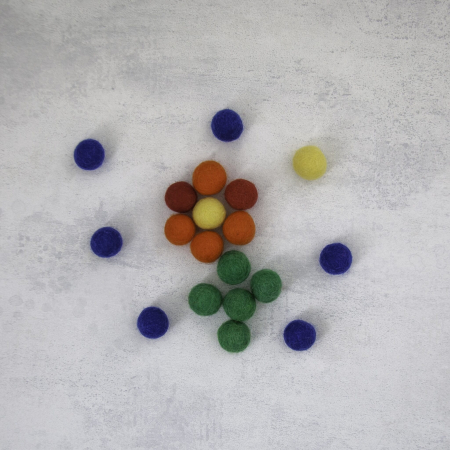 Fetru 100% - Bile din lana 18 mm - asortate, 25 buc