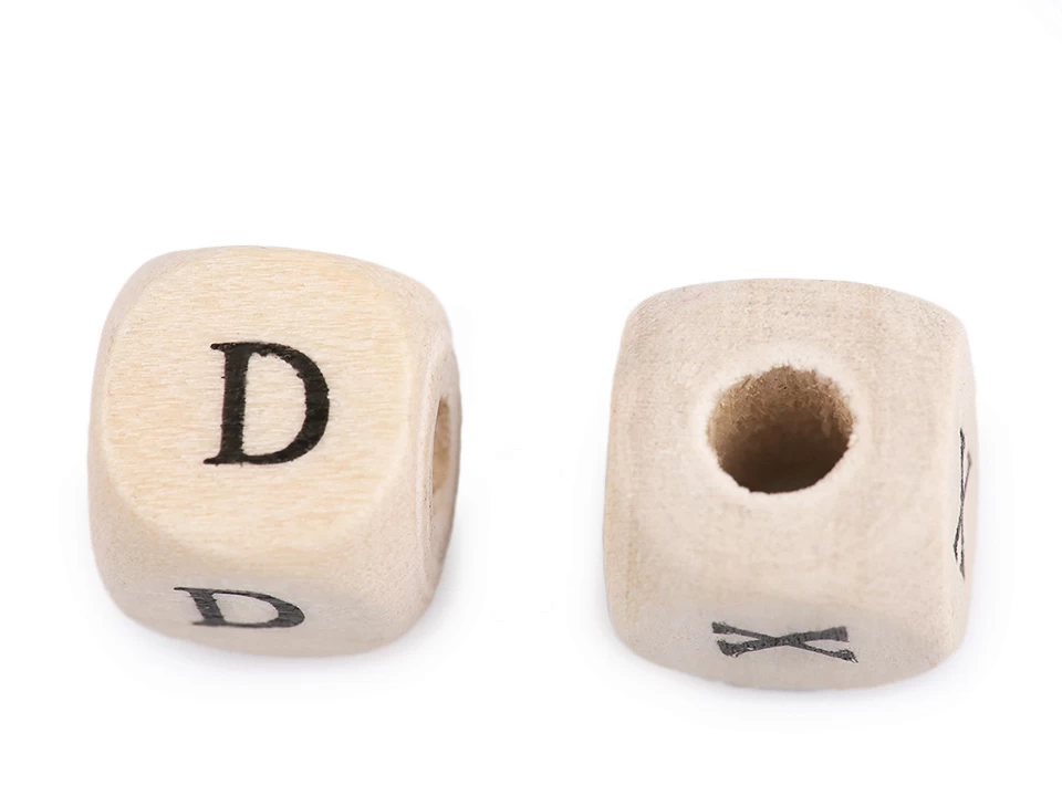 Margele lemn cubice cu litere, 10x10 mm [1]