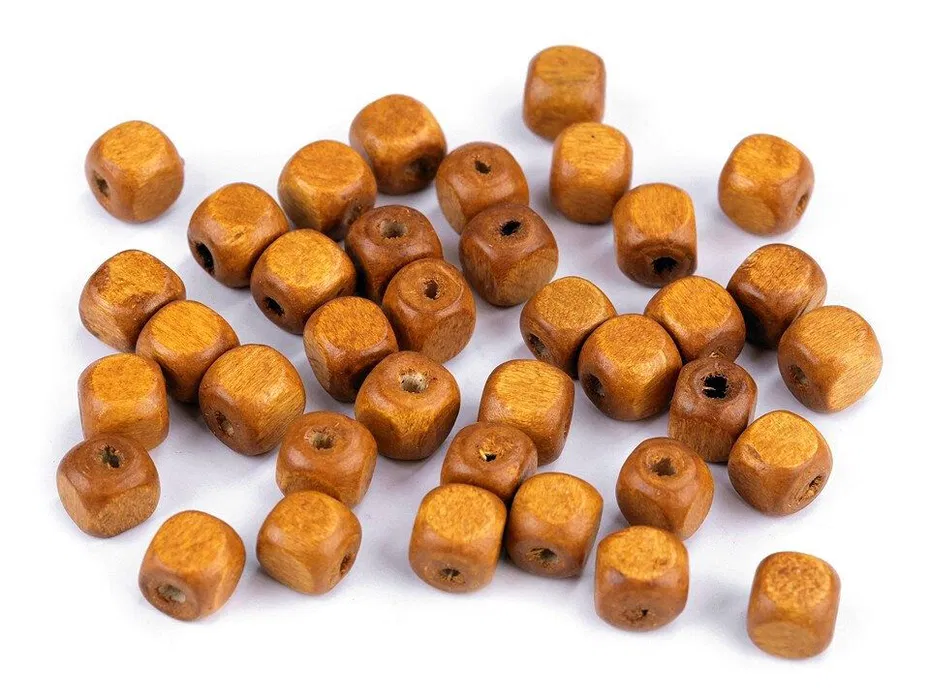 Margele - Margele lemn cubice colorate, 8x8 mm