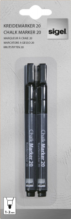 Marker tip creta 20, varf rotund 1.2mm negru set de 2 [0]