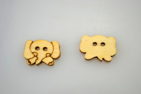 Figurine din lemn - Nasturi din lemn- elefant 1.7 cm, 10 buc/set