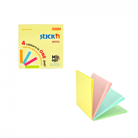 Set Notes, Index - Notes autoadeziv Magic 76x76mm- 4 culori pale -100f