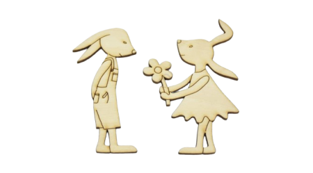 Figurine din lemn - Pereche de iepurasi din lemn