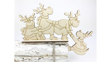 Figurine din lemn - Reni din lemn natur 25 x 18 cm
