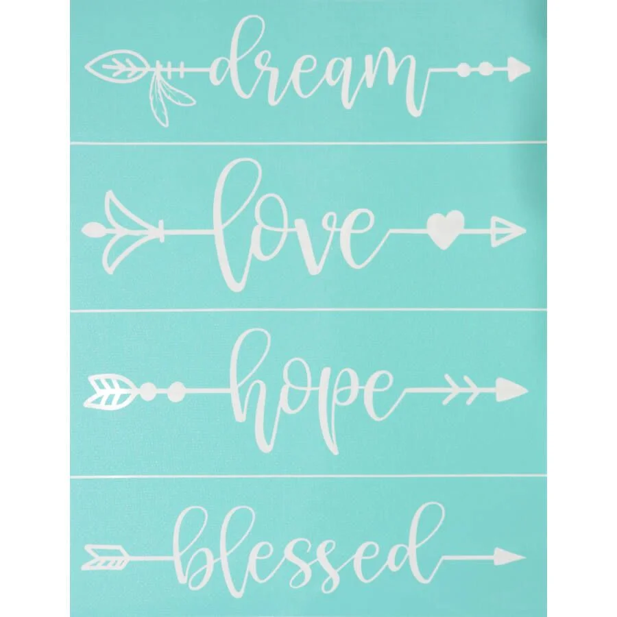 Sabloane - Sablon autoadeziv "dream, love, hope, blessed"- 21.5 x 27.5 cm- 40139