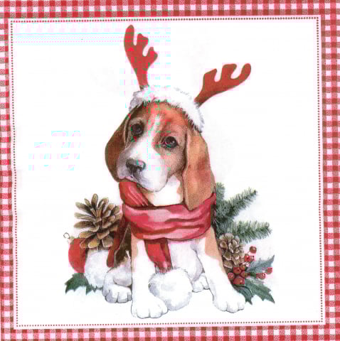 Servetele - Servetel decorativ beagle de craciun  30 x 30 cm
