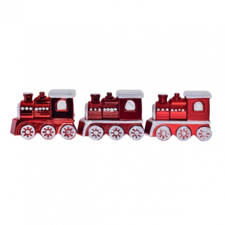 Craciun - Set 3 trenulete din plastic, 10 cm