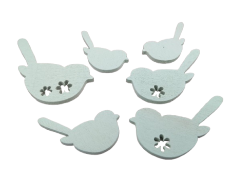 Figurine din lemn - Set 6 pasari verde menta din lemn de dif. marimi