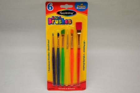 Accesorii pictat - Set 6 pensule cu varfuri diferite,  maner din plastic