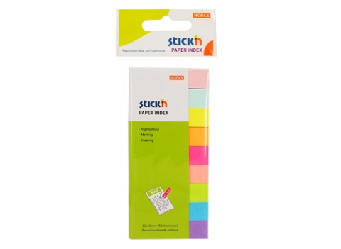 Indexuri - Set index autoadeziv din hartie 50x12mm - 9 culori neon/set 50file/buc