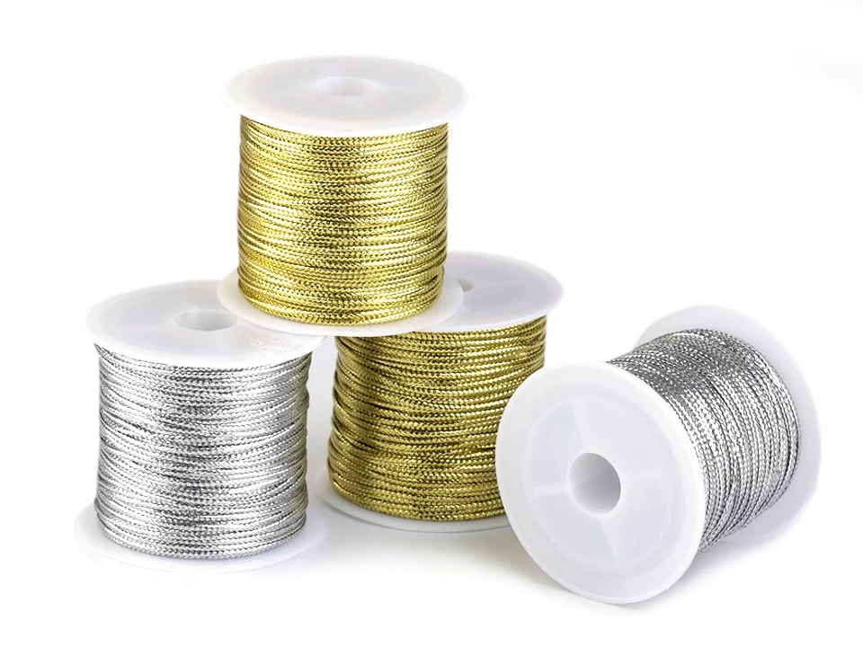 Benzi decorative, panglici - Snur plat lurex, gol in interior, Ø1.1 mm, 30m