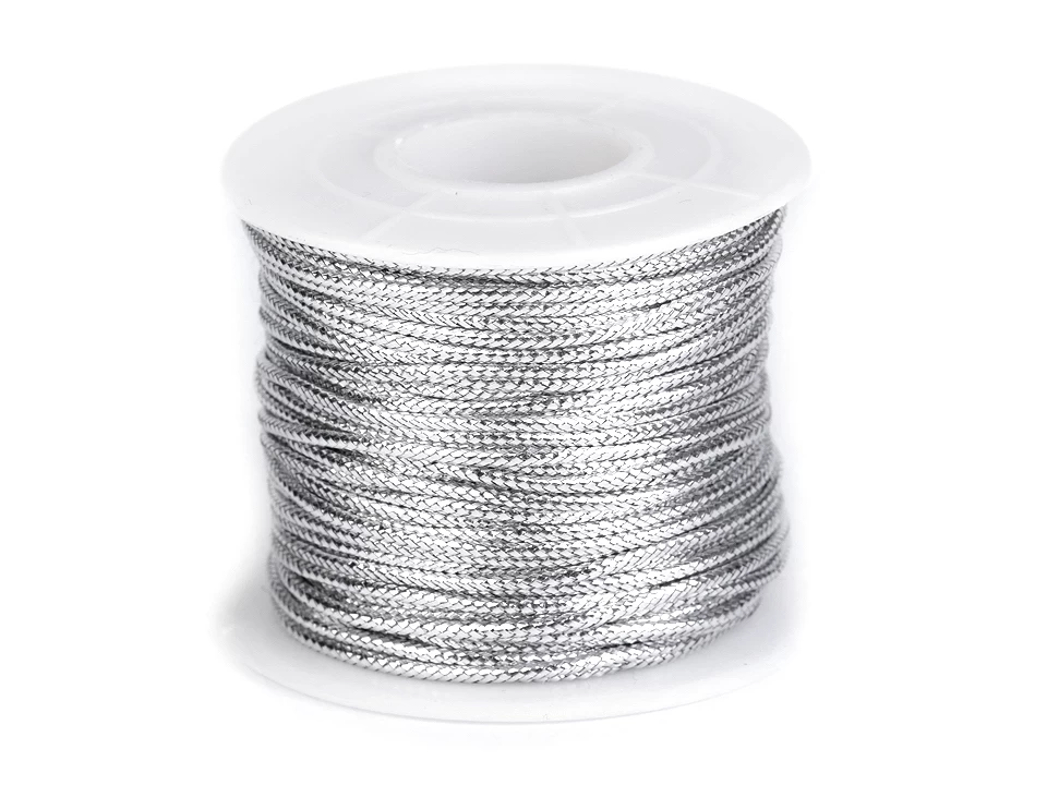 Benzi decorative, panglici - Snur plat lurex, gol in interior, Ø2 mm, 25m