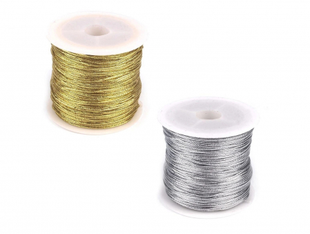 Benzi decorative, panglici - Snur rotund lurex, gol in interior, Ø1 mm, 20 m