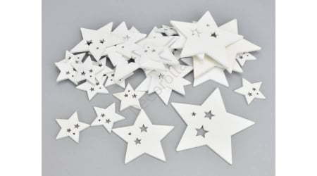 Figurine din lemn - Stelute albe 4cm decupate