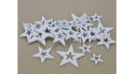 Figurine din lemn - Stelute albe decupate set 30buc