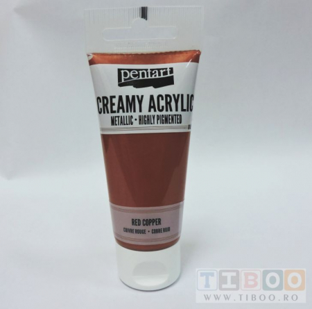HOBBY: Vopsele Lacuri Solutii - Vopsea acrilica metalizata, cremoasa 60 ml- cupru rosu