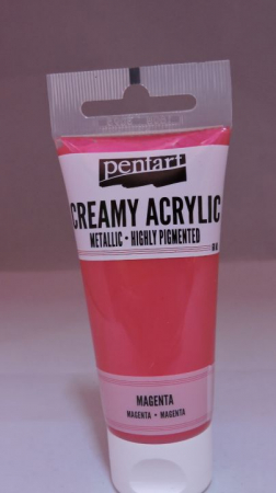 HOBBY: Vopsele Lacuri Solutii - Vopsea acrilica metalizata cremoasa 60ml - magenta