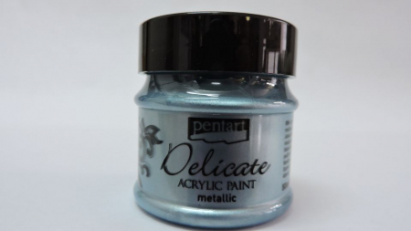 HOBBY: Vopsele Lacuri Solutii - Vopsea acrilica metalizata Delicate- 50 ml- albasrtu argint