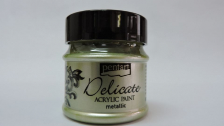 HOBBY: Vopsele Lacuri Solutii - Vopsea acrilica metalizata Delicate- 50 ml- auriu alb