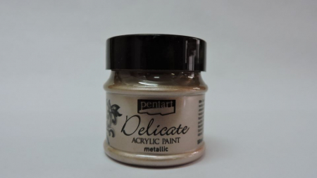 HOBBY: Vopsele Lacuri Solutii - Vopsea acrilica metalizata Delicate- 50 ml- roz auriu
